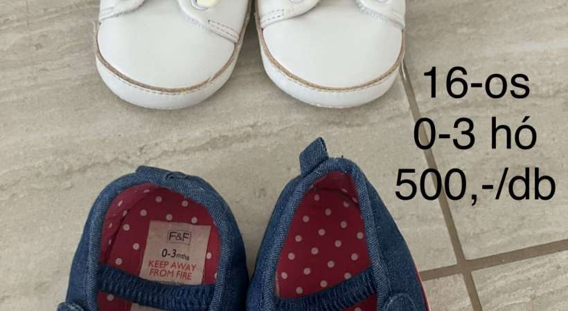 16-os és 0-3 hó baba cipő 